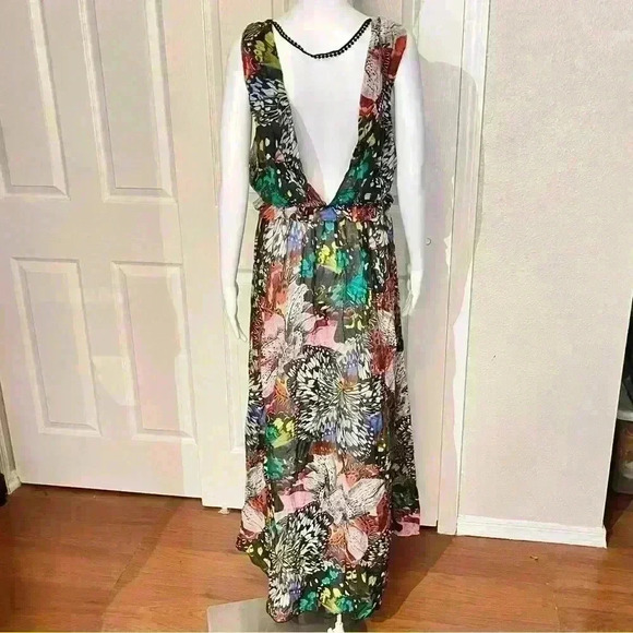 Roberto Cavalli Beachwear Womens Semi-Sheer Cover Maxi Dress Butterfly Sz Medium - Picture 3 of 14